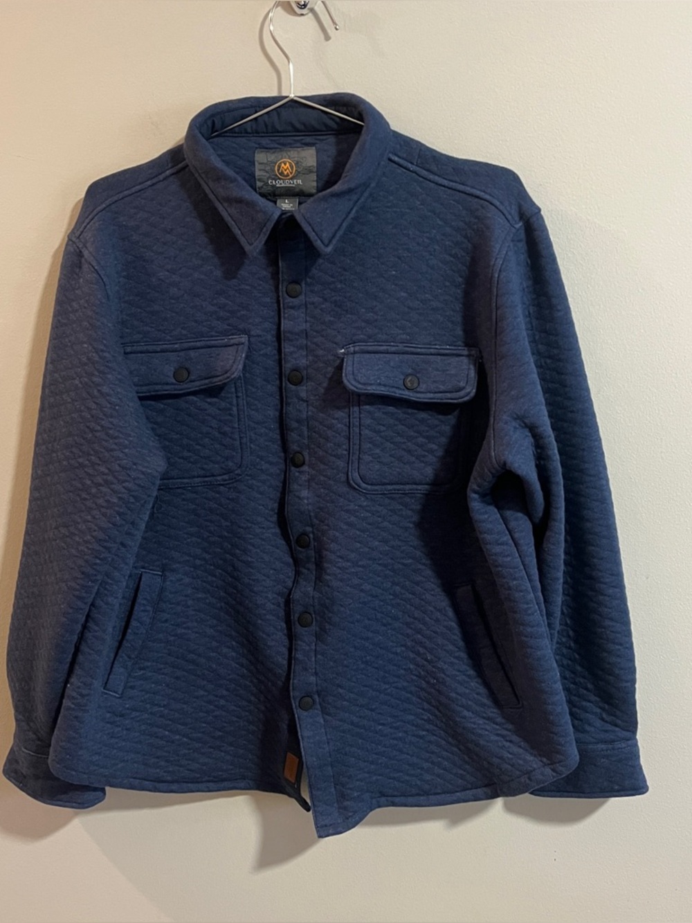 Cloudveil‎ Quilted Jacquard Knit Shirt Jacket Blue Size L
